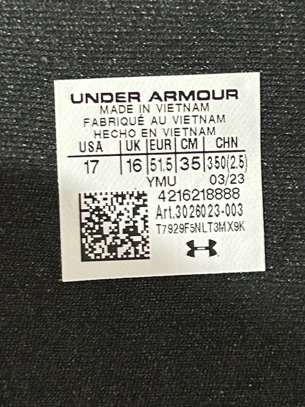 Under Armour Big & Tall Black and White Adjustable Slide Sandals (Size17”)